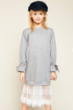 G5845 HGREY Tulle Lace Sweater Dress Front