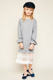 G5845 HGREY Tulle Lace Sweater Dress Alternate Angle