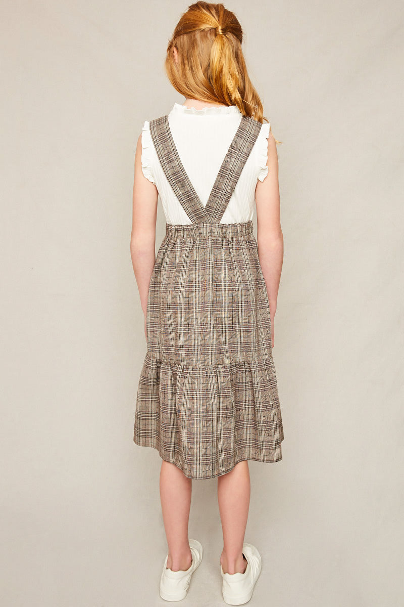 Tiered Glen Check Overall Dress