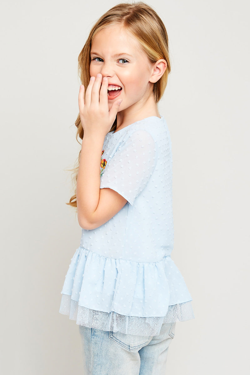 Bohemian Flower Embroidered Baby Doll Top