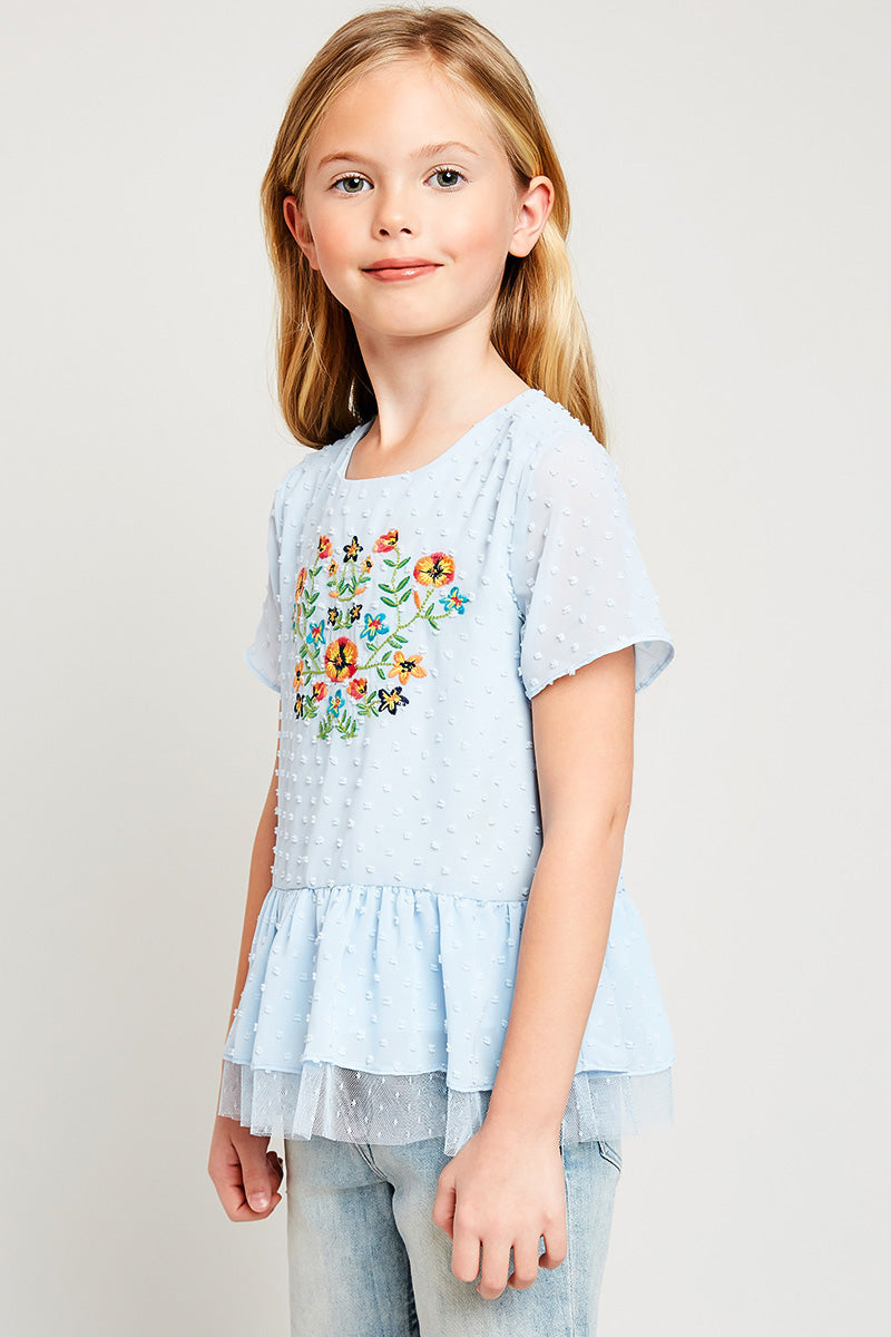 G5878 SKY Flower Embroidered Baby Doll Top Alternate Angle
