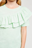 G5893 Mint Girls Asymmetrical Ruffle T-Shirt Detail