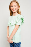 G5893 Mint Girls Asymmetrical Ruffle T-Shirt  Front
