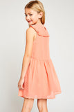 G5908 Coral Girls Bohemian Flower Embroidered Swing Dress Back