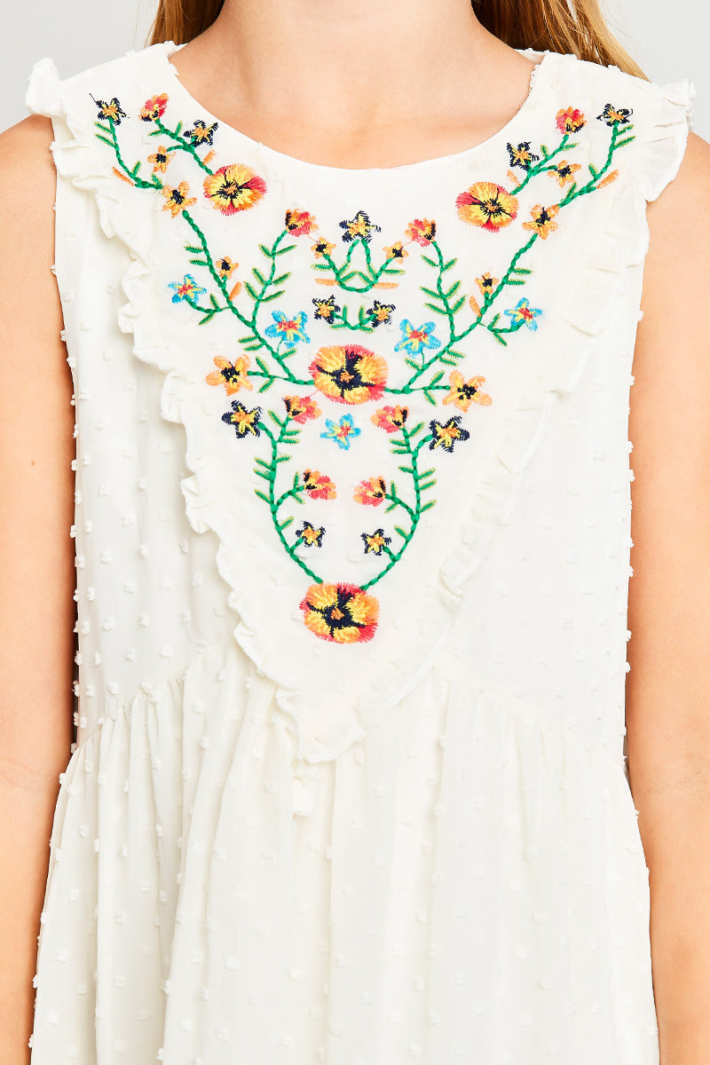 Bohemian Flower Embroidered Swing Dress Bohemian Flower Embroidered Swing Dress