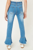 G5962 BLACK DENIM Cropped Frill Flare Jeans Back