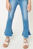 G5962 BLACK DENIM Cropped Frill Flare Jeans Alternate Angle