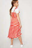 G5979 TOMATO-TAN Striped Hi-Lo Maxi Dress Back