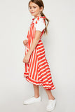 G5979 TOMATO-TAN Striped Hi-Lo Maxi Dress Alternate Angle