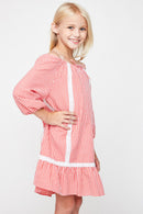 G6072 RED Peasant Dress Side