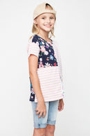 G6073 Pink Printed T-Shirt Side