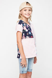 G6073 Pink Printed T-Shirt Side