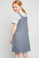 G6075 Grey Denim Overall Dress Back