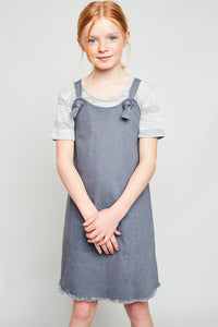 G6075 Grey Denim Overall Dress Alternate Angle