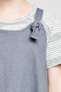 G6075 Grey Denim Overall Dress Alternate Angle
