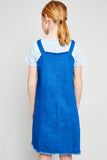 G6075 MID DENIM Denim Overall Dress Back