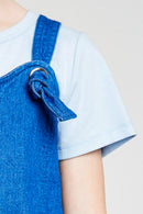 G6075 Grey Denim Overall Dress Front