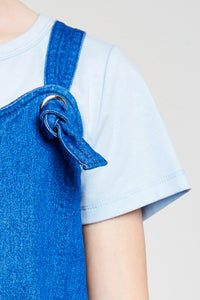 G6075 Grey Denim Overall Dress Front