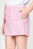 G6076 PINK Gingham Shorts Front Detail