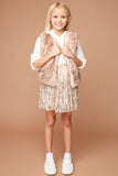 G6086 Champagne Girls Sequined Mesh Skirt With Elastic Waistband Full Body