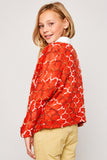 G6096 Red Knit Cardigan Front