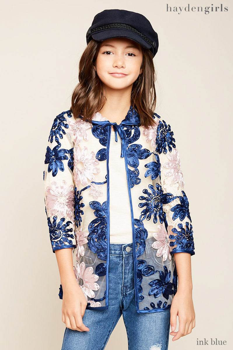 Girls' Sheer Floral Spring Overlay Jacket | Cute Girls' Clothes ...