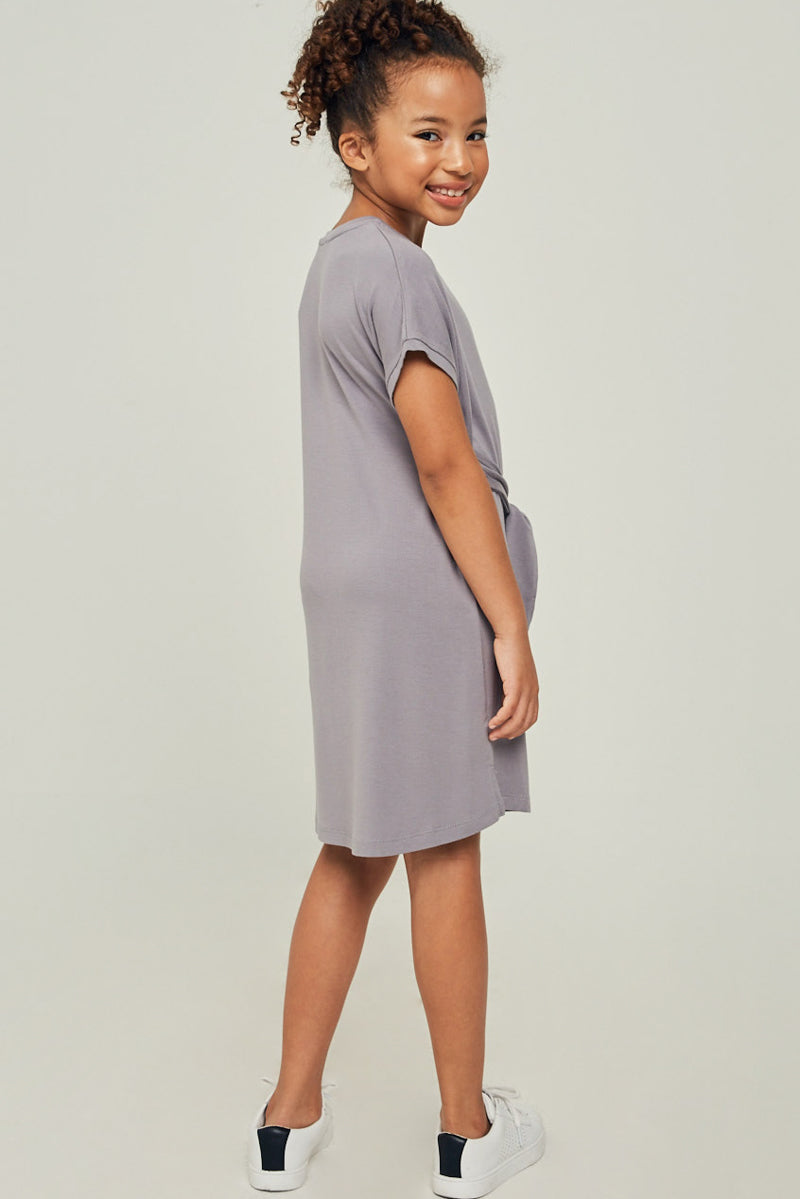 t shirt dresses for teens Girls' Short Sleeve Tie Front Mini T-Shirt Dress – Hayden Girls Wear to work t-shirt-dresses Pink Satin Aline Tea size:1XL