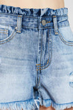 G6136 MID DENIM- Distressed High Waist Denim Short Alternate Angle