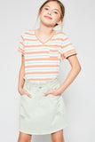 G6139 MINT Distressed Paperbag Denim Skirt Front