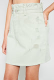 G6139 MINT Distressed Paperbag Denim Skirt Alternate Angle