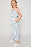 G6152 DUSTY BLUE Striped Palazzo Jumper Alternate Angle