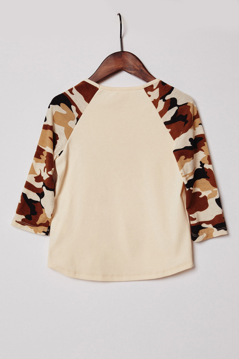 G6159-CREAM Long Sleeve Camo Baseball Tee Back