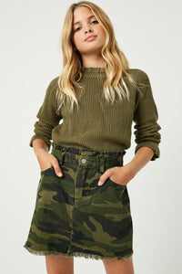 Girls' Paperbag Camo Denim Skirt | Cute Girls' Clothes – Hayden Girls