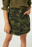 G6171-CAMO Paperbag Camo Denim Skirt Front Detail