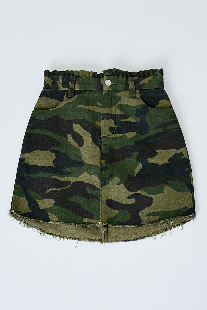 Girls' Paperbag Camo Denim Skirt | Cute Girls' Clothes – Hayden Girls