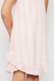 G6241 ORANGE Stripe Ruffle Hem Mini Dress Detail