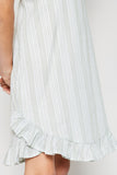 G6241 SAGE Stripe Ruffle Hem Mini Dress Detail
