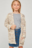 G6278-CAPPUCCINO Textured Dolman Sleeve Cardigan Front