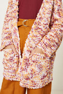 G6278-MAUVE MIX Textured Dolman Sleeve Cardigan Front Detail