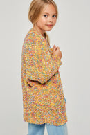 G6278-SORBET Textured Dolman Sleeve Cardigan Back