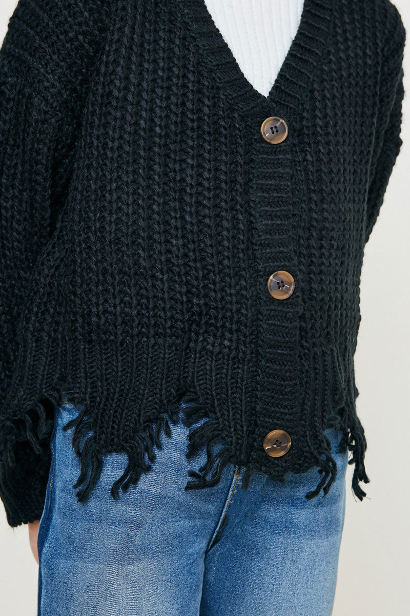Girls Distressed Buttoned Cropped Cardigan – Hayden Girls