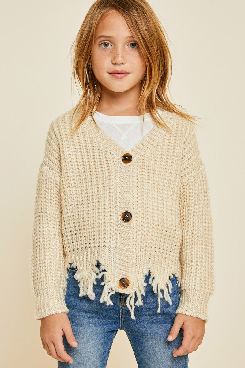 Girls Distressed Buttoned Cropped Cardigan – Hayden Girls