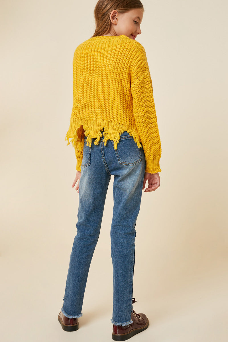Girls Distressed Buttoned Cropped Cardigan – Hayden Girls