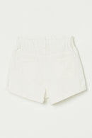 G6355 White Denim Girls High Waist Roll Up Denim Short Flat Back