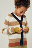 G6411-CHESTNUT Stripe Knit Cardigan Alternate Angle