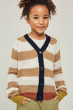 G6411-CHESTNUT Stripe Knit Cardigan Alternate Angle