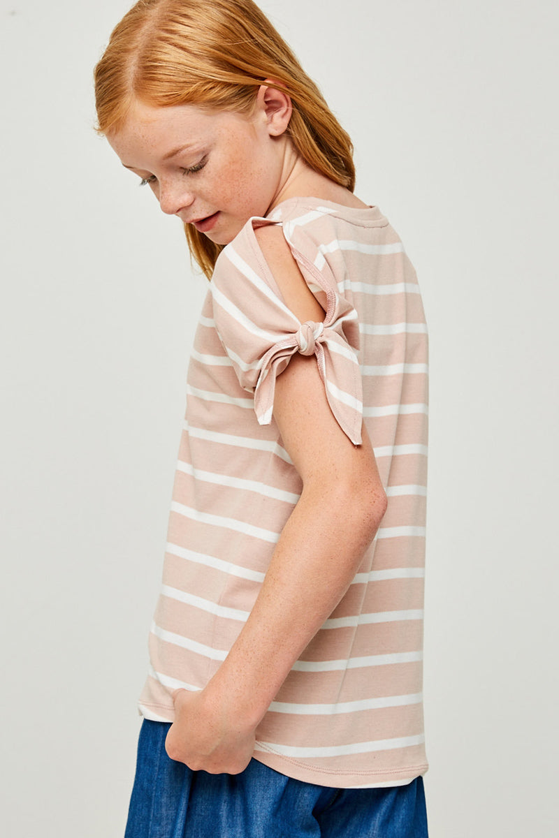 Stripe Tie-Sleeve T-Shirt