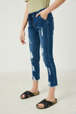 G6423-DK DENIM Distressed Drawstring Denim Jeans Side