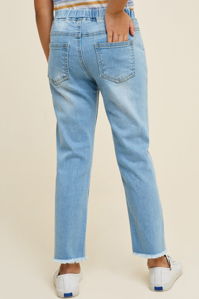 Distressed Drawstring Denim Jeans