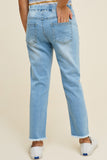 G6423-MID DENIM Distressed Drawstring Denim Jeans Back